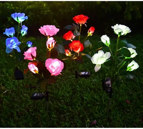 FLD-35-ЧЕРВЕН | LED соларна градинска лампа Червени рози | 74см, 600mAh