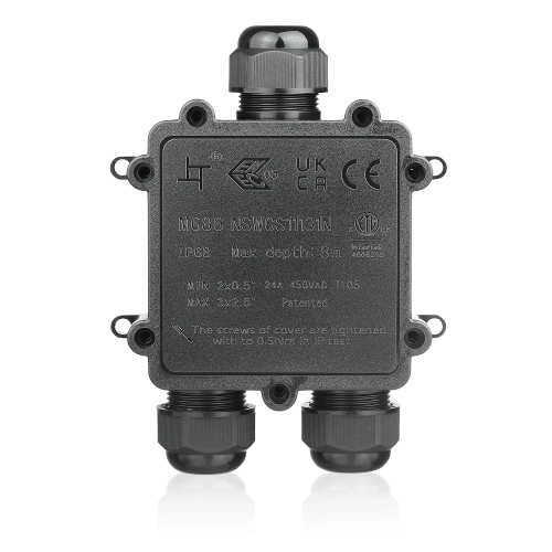 Waterdichte kabeldoos IP68 3-polig | Elektrische kabelaansluiting 450 V 24 A voor kabels 3–14 mm | M686-Y