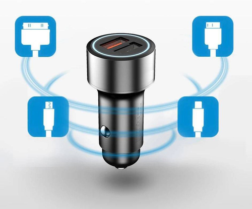 QC4 | Biloplader | stål + aluminium | Quick Charge 4.0