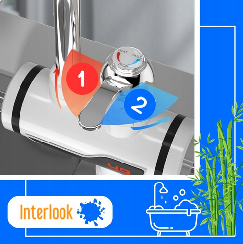 RX-018D | Grifo eléctrico con función de ducha | calefacción | ajustable | calentador instantáneo con auricular | Blanco