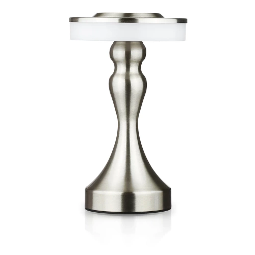 HJA14-A-ARGENT | Lampe de table avec batterie intégrée | Lampe de nuit avec trois couleurs de lumière | Lampe d&#39;ambiance pour un hôtel ou un restaurant