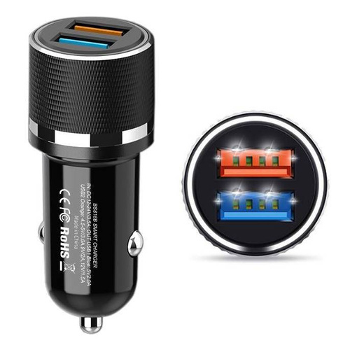 WC7W | 3.6A Zigarettenanzünder USB Auto Ladegerät | KFZ Schnellladegerät 2-Port Ladung Auto Adapter QC 3.0 Kompatibel mit Dash Charge und VOOC 4.0