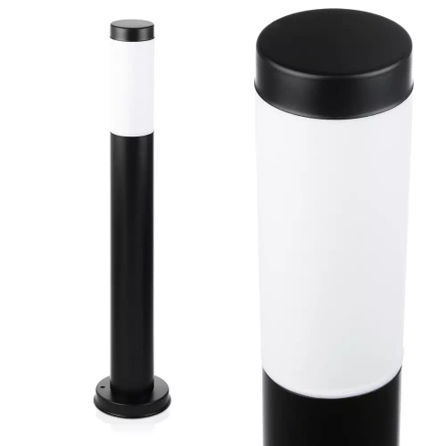 Gartenleuchte Stehleuchte, runder Pfosten für E27-Leuchtmittel | 230 V, Edelstahl, 65 cm | schwarz matt | LLR-65CM