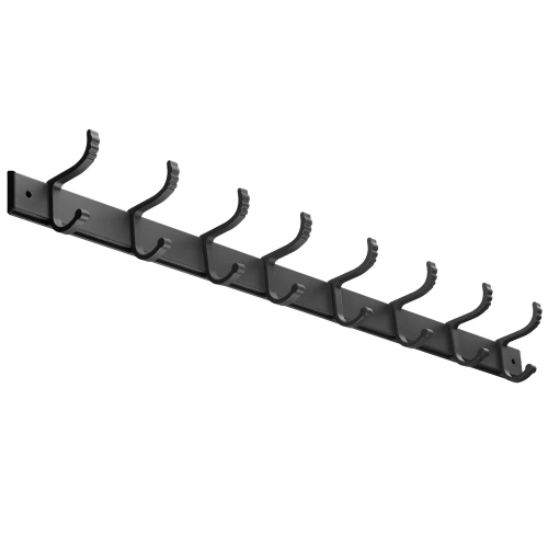 QH-8G-GRAY | Wall hanger with sliding hooks | Metal bathroom hanger | Clothes or towel holder 