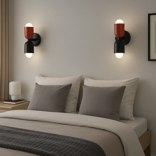 Stijlvolle wandlamp LED | E27 fitting | design wandarmatuur voor woonkamer of slaapkamer | YG-W008-R+B