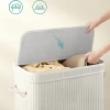 RYL-100L | White laundry basket | Bamboo toy box | Wooden clothes basket | Two-compartment laundry basket for the bathroom