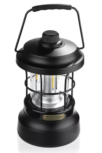 MY-880 | Lampă de camping LED în stil retro cu funcție powerbank | Reglare lină a luminozității și culorii | 3000mAh, 20-260lm, 5-120h, IPX6 | Negru