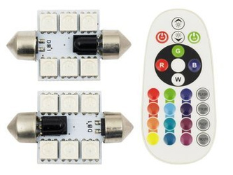 39 mm | Kit RGB C5W | Dos bombillas LED RGB C5W | Mando a distancia en color