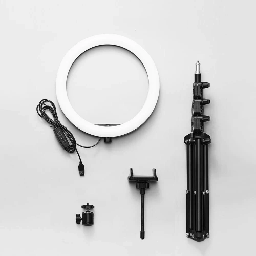 Kit anel de luz LED RGB 26 cm com tripé 210 cm e controlo remoto | Anel de luz para maquilhagem e gravação de vídeo | SENY-RGB-26CM