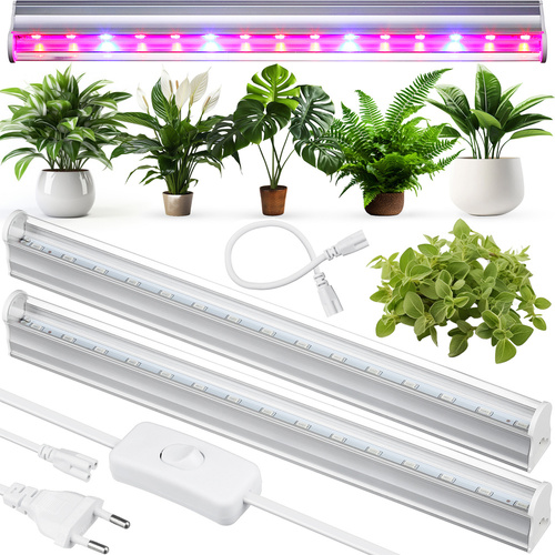 LED-Pflanzenleuchten Set | 2 Stück | 6 W | mit Netzkabel und Verbindungskabel | DG-T5-Whitel