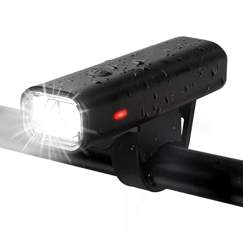 Faro delantero LED para bicicleta USB-C de 400 lm | Luz impermeable para bicicleta con modo SOS | Luz potente con batería recargable integrada | XJLQD