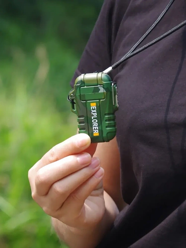 JL-F12-Verde | Encendedor de plasma | Encendedor impermeable de supervivencia | Encendedor cargado vía USB