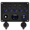 Kontrolpanel 12V 24V IP65 med USB | Kontrolpanel med oplyste kontakter | Dobbelt USB-oplader 2.1A/5V | 12V cigarettænderudtag 