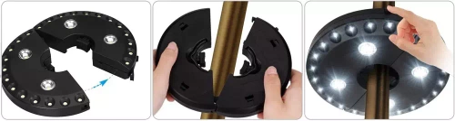 LY-G003 | Garden umbrella lamp ⌀22-45mm | 28 LEDs, 3 lighting modes, 4x AA power supply