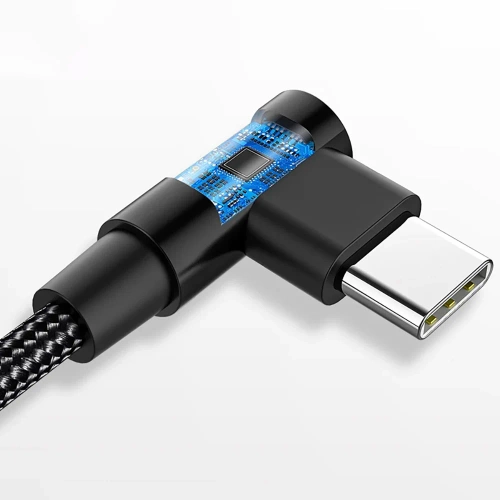 GSM-Datenkabel | USB-C Winkelstecker, 90° Stecker, Schnellladen Power Delivery, Datenübertragung | PD-F60W-1M-B
