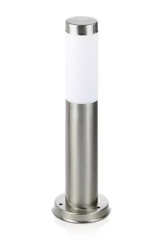 LLR-45CM | Lampada da giardino in piedi, palo tondo per lampadina E27 | Alimentazione 230V, acciaio inox | acciaio inossidabile, 45 cm