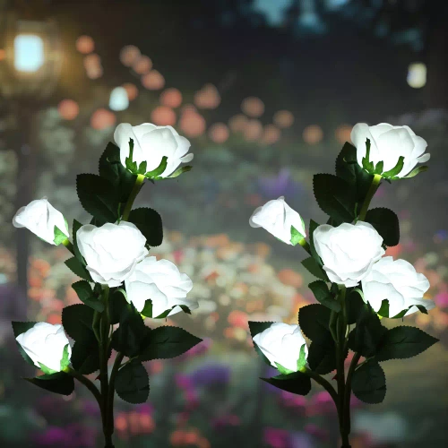 FLD-35-BÍLÁ | Zahradní solární lampa LED Roses bílá | 74 cm, 600 mAh