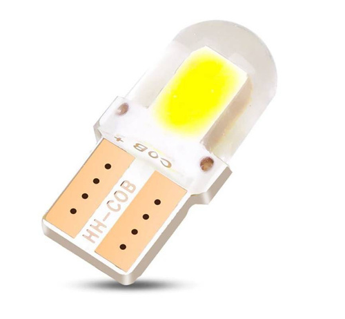 LED žárovka W5W T10 2 COB 4čipová silikonová | krátké - 24 mm