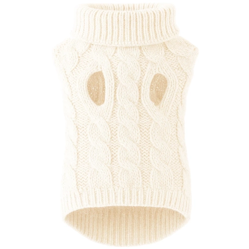 Honden- of kattentrui | maat L | warm model met col voor winter | PET-014L-white