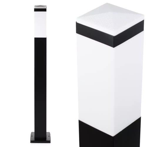 LLF-90CM | Lampe de jardin sur pied, mât carré pour ampoule E27 | Alimentation 230V, acier inoxydable | Noir mat, 90cm