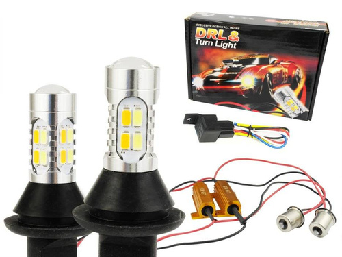 DRL with 2in1 indicator | Bulbs 20 SMD 5730 | Lights LED daytime | Automatic Module