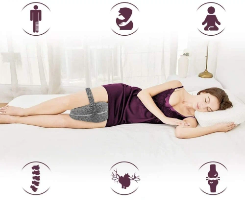 JLP-013-GRIS | Oreiller orthopédique | Cale entre les genoux pour dormir sur le côté | Un oreiller soutenant la position naturelle du corps