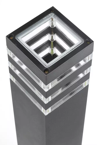 LLS-90CM | Lampe de jardin sur pied, poteau carré en aluminium, noir mat 90cm | Alimentation 230V, douille E27