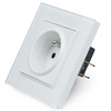 F60-SC80-1 | Single socket with ground F60 with frame | White tempered glass | 230V