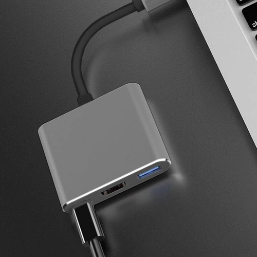 HDTC-20CM | Adaptador USB-C Tipo-C 3.1 a HDMI/USB-C/USB | 4K | para macbook aire