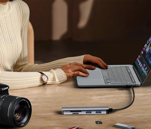 HUB | USB-C naar 3x USB + SD + TF-kaartsplitter | adapter, type C 5in1 splitter