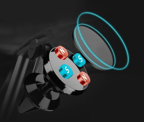 M048-Black | Aluminum magnetic phone holder | 2 plates included