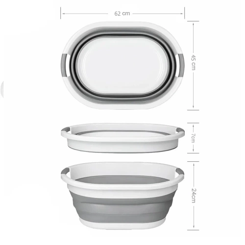 XJP-40L-GRIS | Cuenco de silicona plegable para lavar.