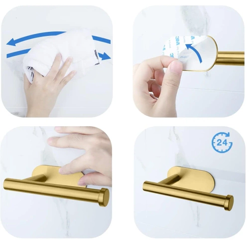 JZU-304-GULD | Guld papirholder | Selvklæbende toiletpapir bøjle