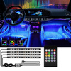 RGB LED apšvietimas automobilio viduje po cigarečių degiklio lizdu | 4x LED juostelė 12 LED 5050 22cm | IR nuotolinio valdymo pultas | muzikos režimai
