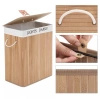 ZYL-100L-LIBR | Cesto para la ropa natural | Contenedor de juguetes de bambú | Cesta de ropa de madera | Cesto de ropa sucia de dos compartimentos para el baño.