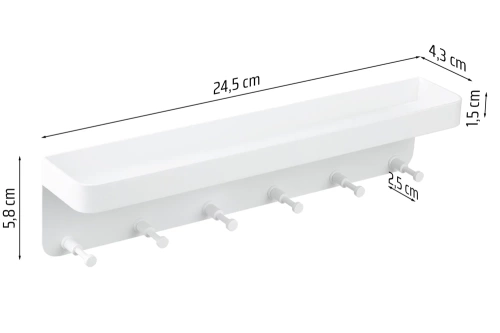 ZW-J26-BLANCO | Llavero de metal con estante | Percha de ropa blanca | Percha con ganchos