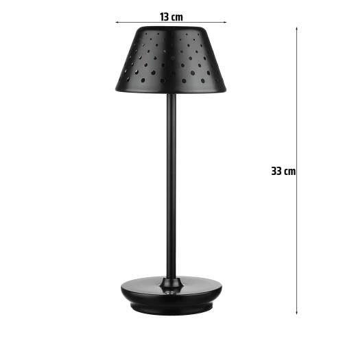 HJA15-PRETO | Candeeiro de mesa com bateria incorporada | Lâmpada noturna com três cores de luz | Lâmpada atmosférica para hotel ou restaurante