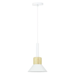 Pendant light | Scandinavian style, minimalist design, E27 socket | white shade, wood | YG-XD002B-W