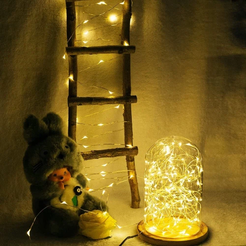 FLD-100LED-WW | Сонячна гірлянда, садовий світильник | 100 світлодіодів, 10м | теплий білий