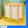 NZ-2BS-Bamboo | Double laundry basket with cabinet | Bamboo