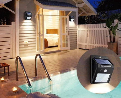 SSL-30LED | LED saulės lempa su judesio ir prieblandos jutikliu | 30 šviesos diodų