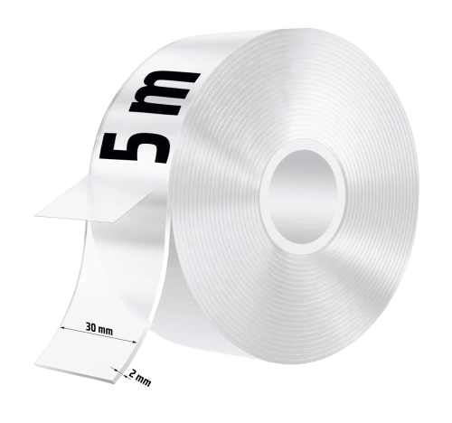 NT-L5M-TS | Fita dupla face reutilizável | fita nano transparente