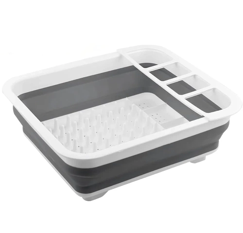 Geschirrabtropfgestell | klappbarer Abtropfständer für Camping | grau | XEP-364-GREY