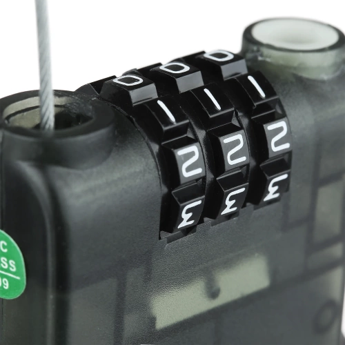 Combination bike lock with elastic cord 110 CM | Universal bike lock with 3-digit code | Compact combination padlock with retractable cord | BLC-565