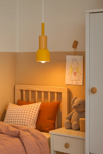 Pendant light with wooden accent | Scandinavian style, minimalist ceiling fixture, E27 socket, for living room, bedroom | yellow | YG-XD002C-Y