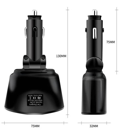 C10| Splitter per presa accendisigari con 2 porte USB 3.1A | voltmetro