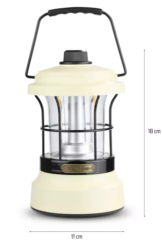 MY-880 | Kempingová LED lampa v retro stylu s funkcí powerbanky | Plynulé nastavení jasu a barev | 3000mAh, 20-260lm, 5-120h, IPX6 | Bílý