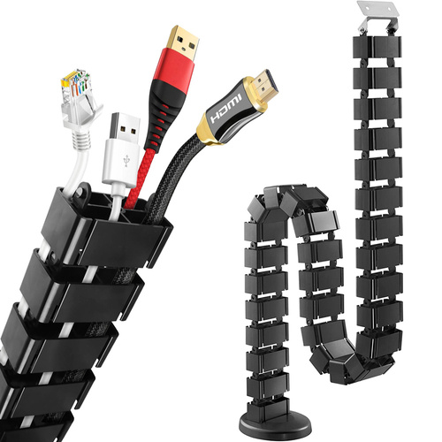 QN-1501 | Funda para cables y alambres 1,3 m | Canal de cables verticales | Negro