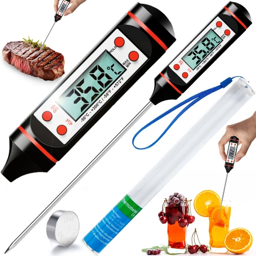 TP-101-BLACK | Digital Kitchen Thermometer | Thermometer with probe | A device for checking the temperature of food