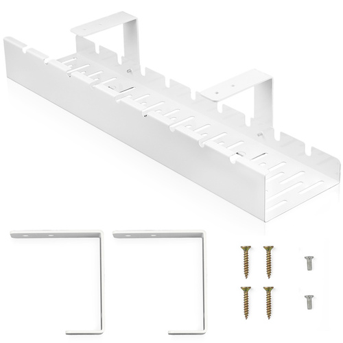 CWT-O1 | Organizer for cables under the desk top 50 cm | Basket, guide, handle | White